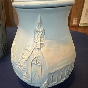 Blue Ceramic Church Art Piece